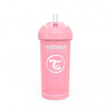 Twistshake Поильник с трубочкой Straw Cup с 6 мес 360 мл, пастельный розовый арт. 78588