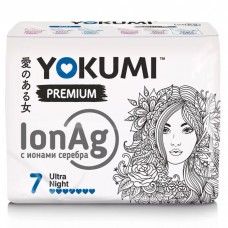 Yokumi Premium Ultra Night Прокладки женские гигиенические с ионами серебра 7 капель 320 мм 7 шт