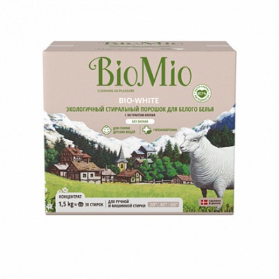 BioMio Стиральный порошок д/белого без запаха 1500 гр